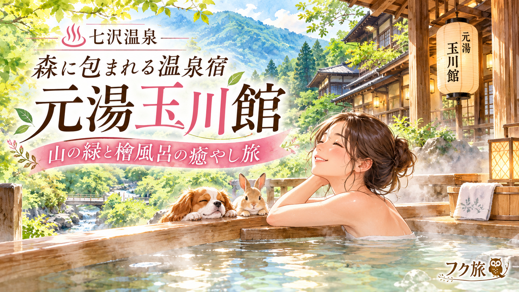 ♨️【七沢温泉】森に包まれる温泉宿「元湯玉川館」｜山の緑と檜風呂の癒やし旅
